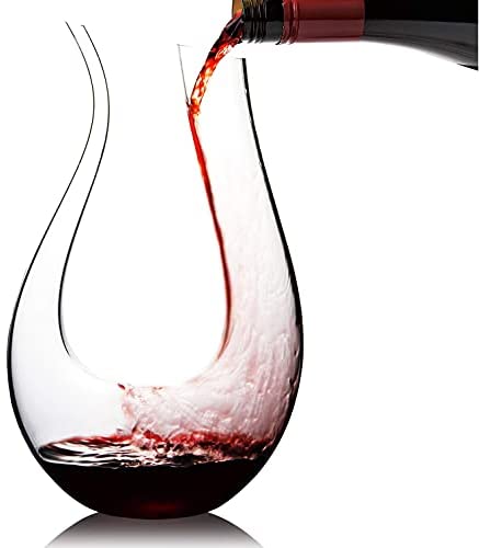 VASFFG Decantador de Vino, 1.5L U Forma clásico aireador de Vino, Jarra de Vino Tinto, - Imagen 9