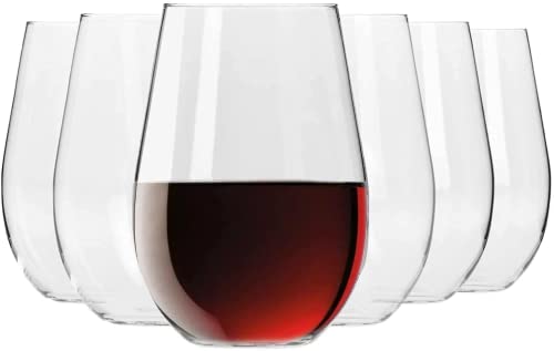 Krosno Copas de Vino Tinto sin Tallo | 580 ML | Harmony Collection | Vasos de Agua Jugo