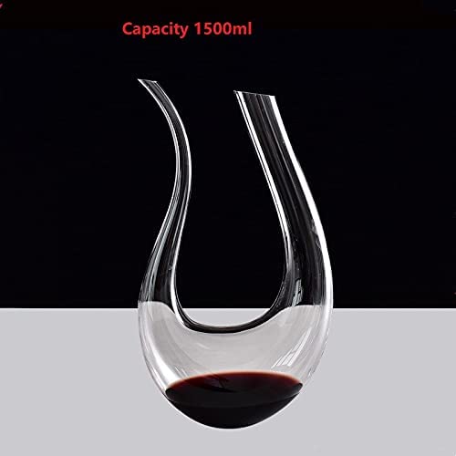 VASFFG Decantador de Vino, 1.5L U Forma clásico aireador de Vino, Jarra de Vino Tinto, - Imagen 2