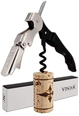 VINAK Sacacorchos camarero profesional ECO en acero inoxidable con abrebotellas, doble
