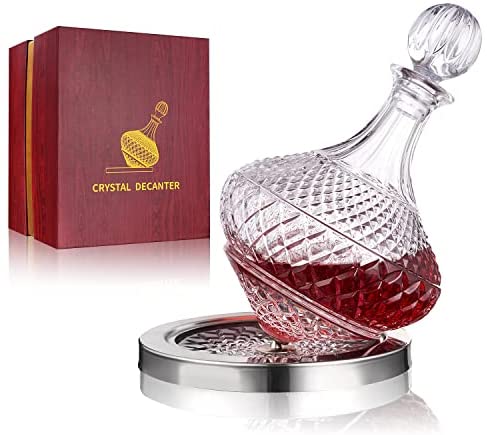 Paysky Decantador de vino giratorio con tapa, exclusivo decantador de vino de cristal +