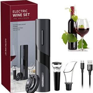 Sacacorchos Eléctrico, USB Recargable Automático Abridor de Botellas de Vino con Cortador