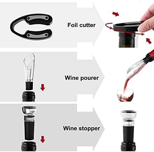 WIWONEY Set di Sacacorchos Eléctrico 6 en 1, Abridor de Vino Eléctrico con Base, Cortador - Imagen 2