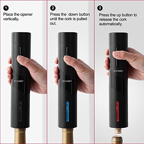 WIWONEY Set di Sacacorchos Eléctrico 6 en 1, Abridor de Vino Eléctrico con Base, Cortador - Imagen 3