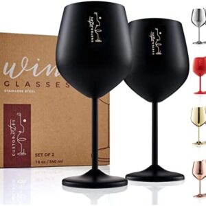 Copas de vino de acero inoxidable – Copas irrompibles de 18 onzas para fiestas al aire