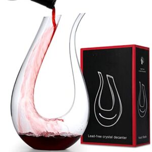 VASFFG Decantador de Vino, 1.5L U Forma clásico aireador de Vino, Jarra de Vino Tinto,