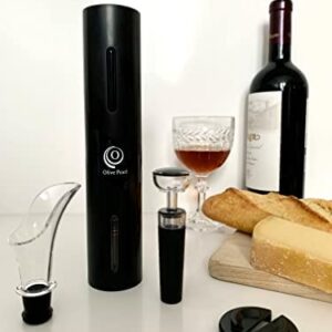 Set de Sacacorchos Eléctrico Negro de Pilas. Kit Incluye Abridor de Vino, Vertedor, Tapón