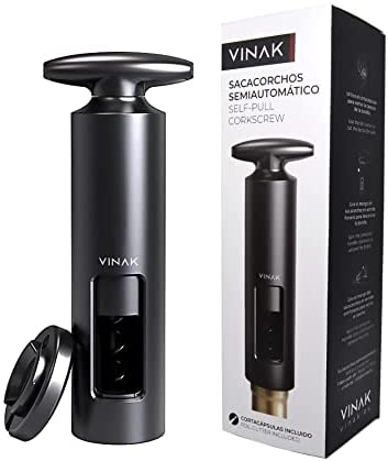 VINAK Sacacorchos manual con cortacápsulas incluido. Muy fácil de utilizar. Abrebotellas