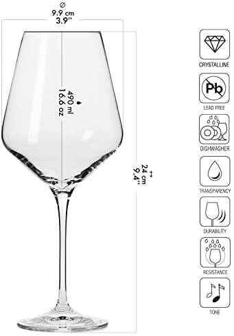 Krosno Copas de Vino Tinto | 490 ML | Avant-Garde Collection | Perfectos para Uso en Casa, - Imagen 2