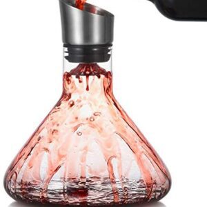 Cooko Aireador Decantador de vino,Jarra de Respiración de Vino con Tapa de Vertido,Vidrio