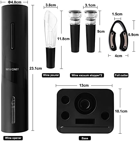 WIWONEY Set di Sacacorchos Eléctrico 6 en 1, Abridor de Vino Eléctrico con Base, Cortador - Imagen 6