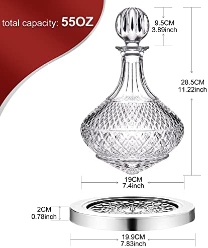 Paysky Decantador de vino giratorio con tapa, exclusivo decantador de vino de cristal + - Imagen 2