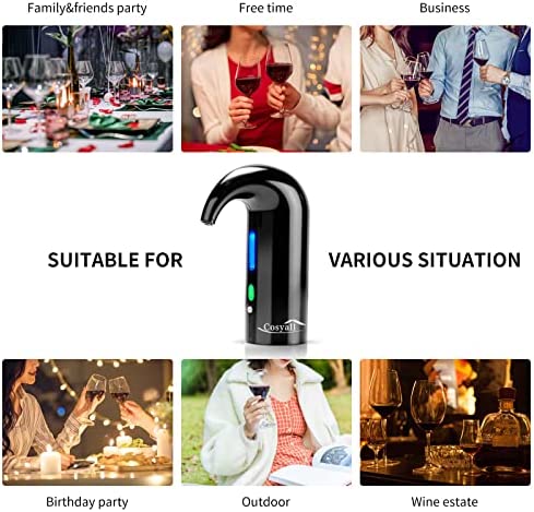 Decantador de aireador de vino eléctrico recargable USB portátil, dispensador de vino - Imagen 7
