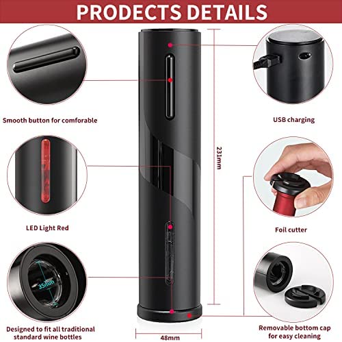 Sacacorchos eléctrico usb 6 en 1, abridor de botellas de vino, abrebotellas inalámbrico, - Imagen 3