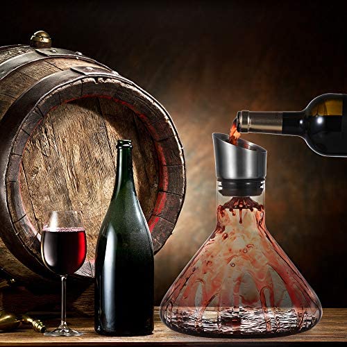 Cooko Aireador Decantador de vino,Jarra de Respiración de Vino con Tapa de Vertido,Vidrio - Imagen 7