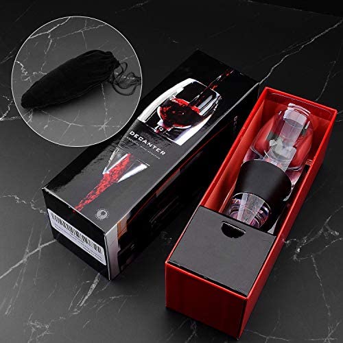 hotder Wine Aireador de Vino Tinto con Base para Vino Tinto, Negro. - Imagen 7
