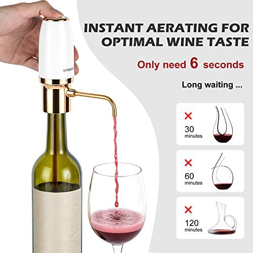 WIWONEY Aireador y vertedor eléctrico de vino, Decantadores automático inteligente, - Imagen 3