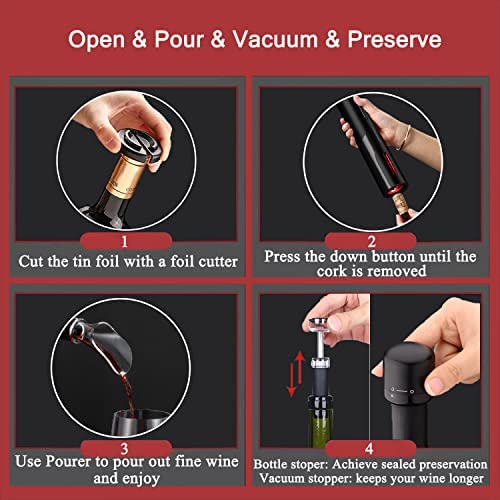 Sacacorchos eléctrico usb 6 en 1, abridor de botellas de vino, abrebotellas inalámbrico, - Imagen 5