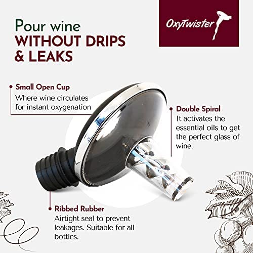 OxyTwister Aireador de Vino para un Mejor Sabor al Vino - Imagen 3