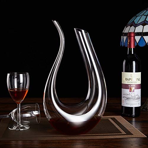 VASFFG Decantador de Vino, 1.5L U Forma clásico aireador de Vino, Jarra de Vino Tinto, - Imagen 6