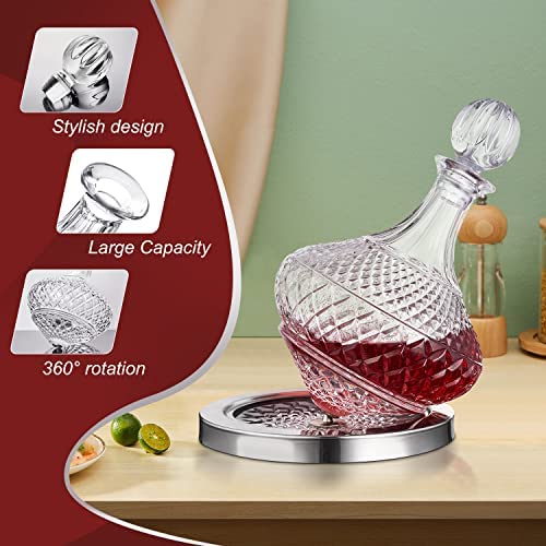 Paysky Decantador de vino giratorio con tapa, exclusivo decantador de vino de cristal + - Imagen 7