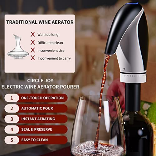 CIRCLE JOY Aireador y Vertedor de Vino Eléctrico Recargable 3 en 1 Decantador de Vino - Imagen 4