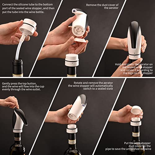 CIRCLE JOY Aireador y Vertedor de Vino Eléctrico Recargable 3 en 1 Decantador de Vino - Imagen 2